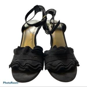Worthington Black Ruffle Ankle Strap Heels Size 6